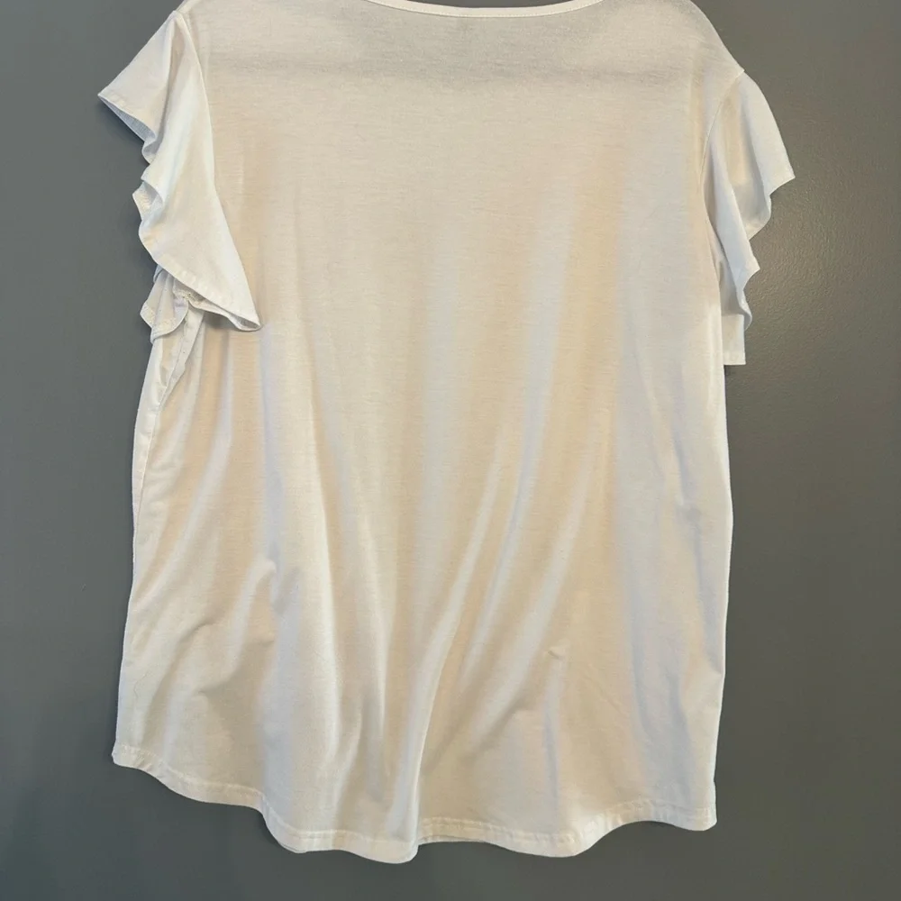 White Ruffle Sleeve Top - Picture 3 of 3
